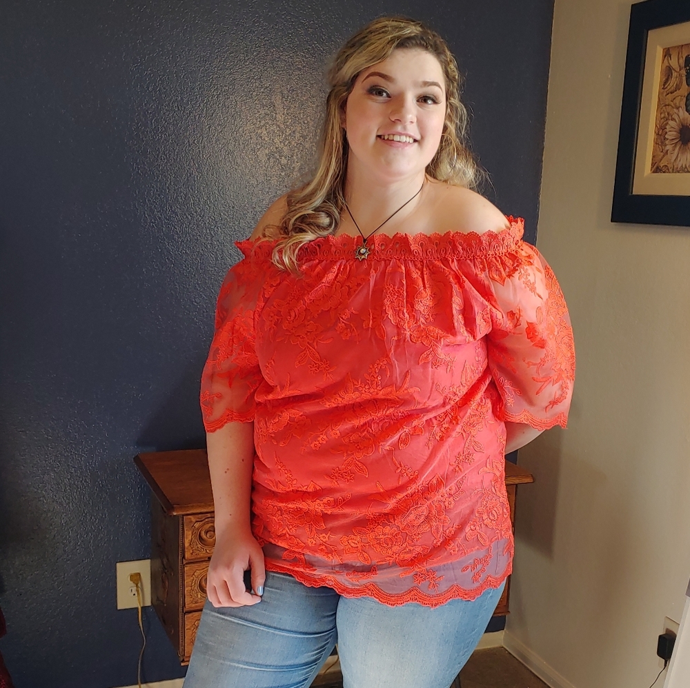 Gorgeous Off Shoulder Lace Blouse with Sleeves